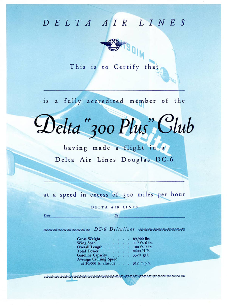 Delta_DC-6_inaugural_certificate