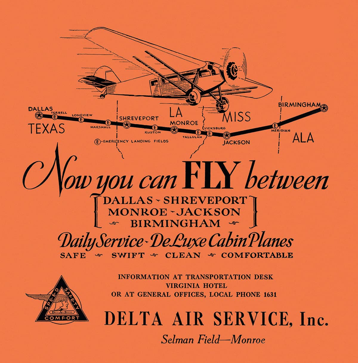 Delta Air Service ad 1929